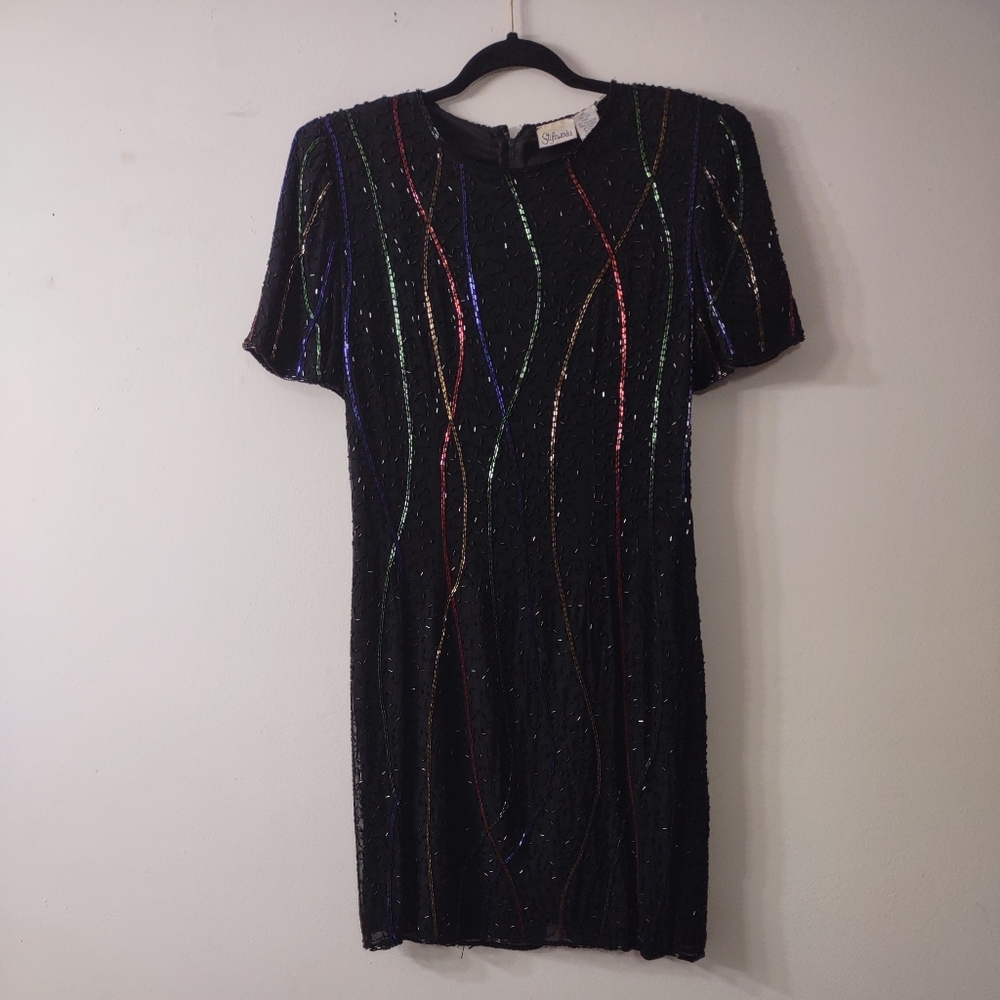 Vintage Styleworks Silk Beaded Dress, Size 10